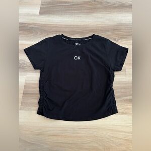 Calvin Klein Black Ruched Cropped Athletic Tee